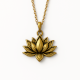 Brass Lotus pendant necklace without gold plated, Hadmade brass jewelry